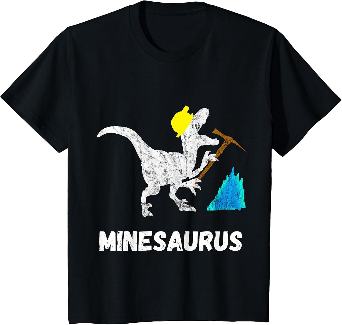Mine Dinosaur Gold Coal Miner Dinosaurs Funny Mining T-Rex T-Shirt - Black