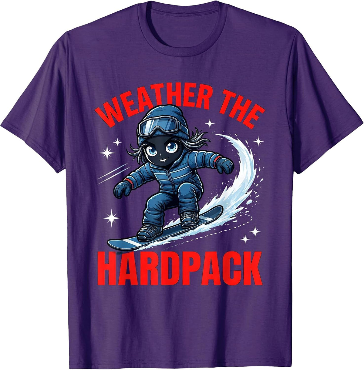 Weather the Hardpack Funny Snowboarder Winter Sports T-Shirt - Purple