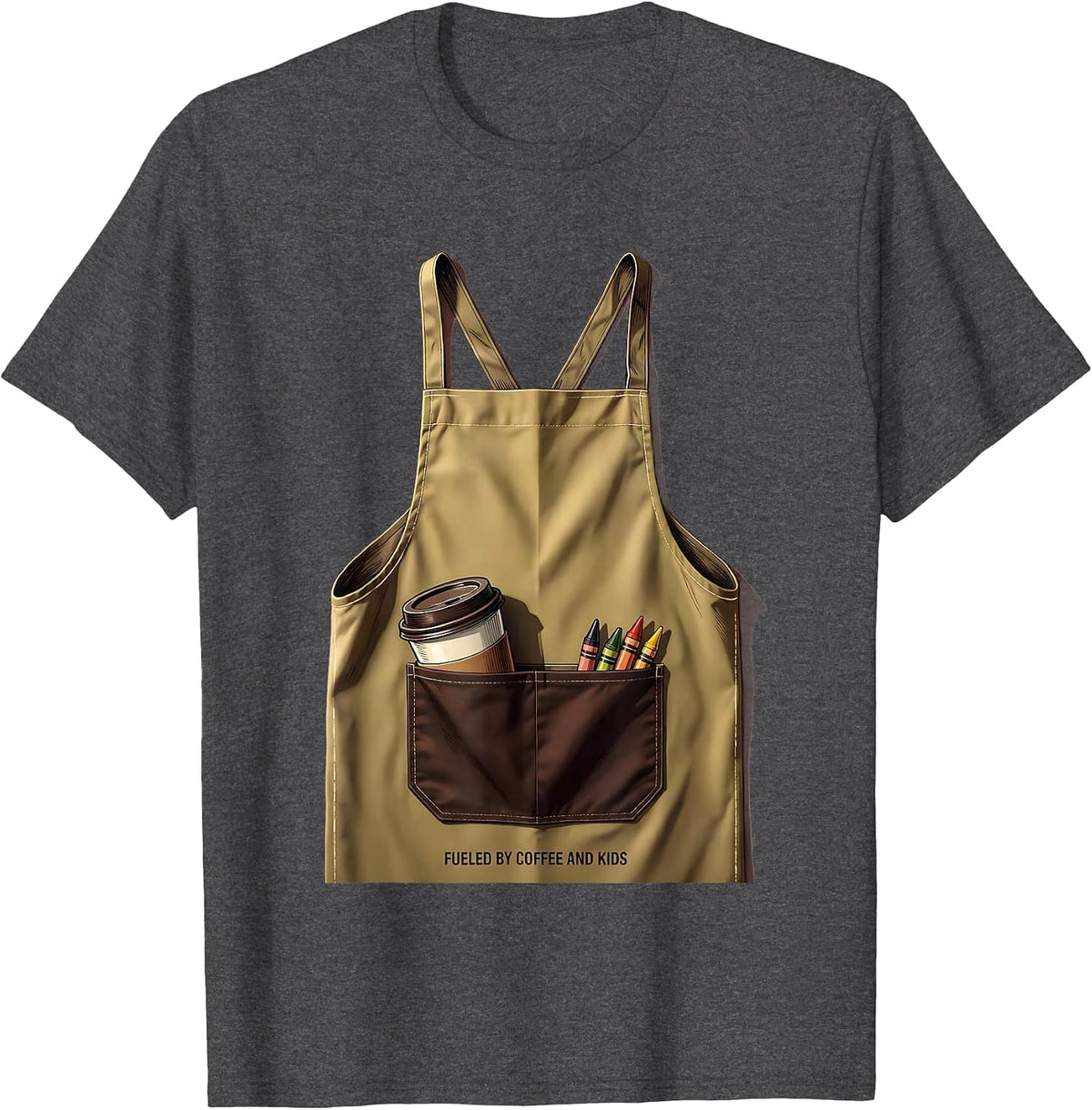 Fueled by Coffee and Kids Paraprofessional Design T-Shirt - Dark Heather Grey