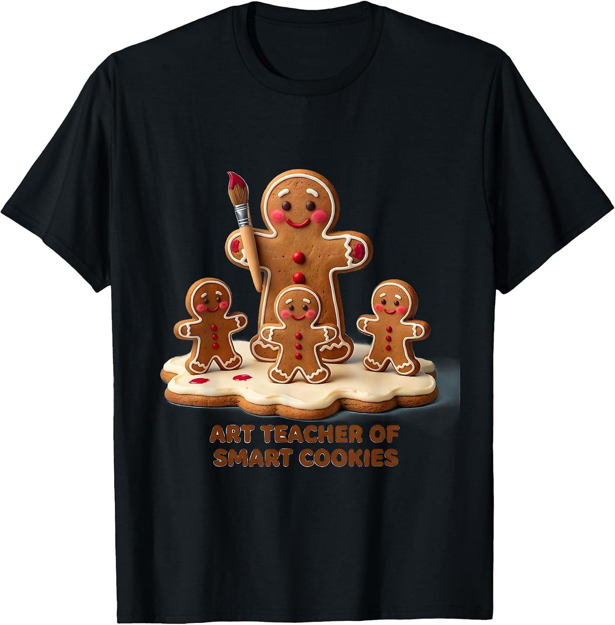 Men's Art Teacher Of Smart Cookies Cute Kawaii Christmas Teacher T-Shirt - Black
