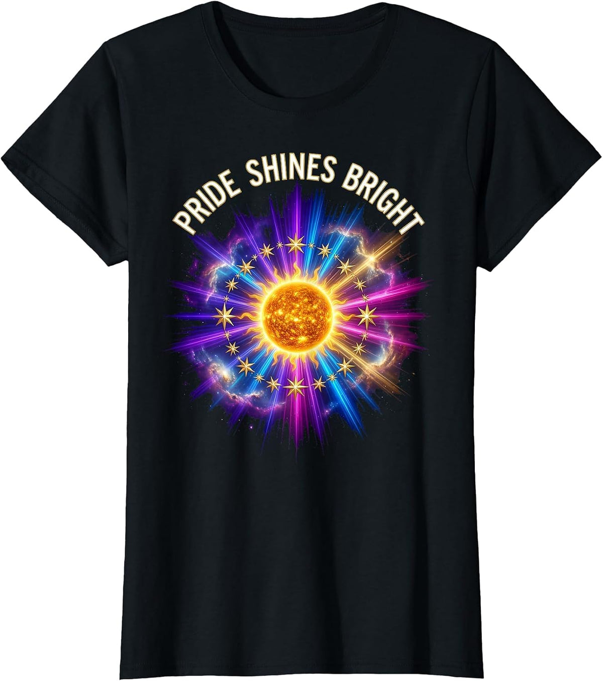 Pride Shines Bright Celebration Design T-Shirt - Black