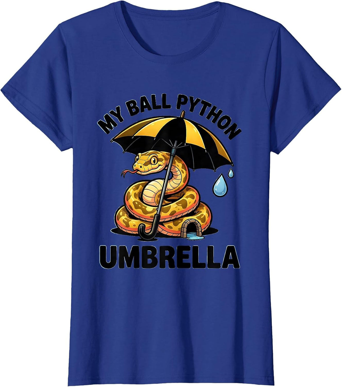 Women's My Ball Python Umbrella Funny Reptile Lover Snake Humor T-Shirt - Royal Blue