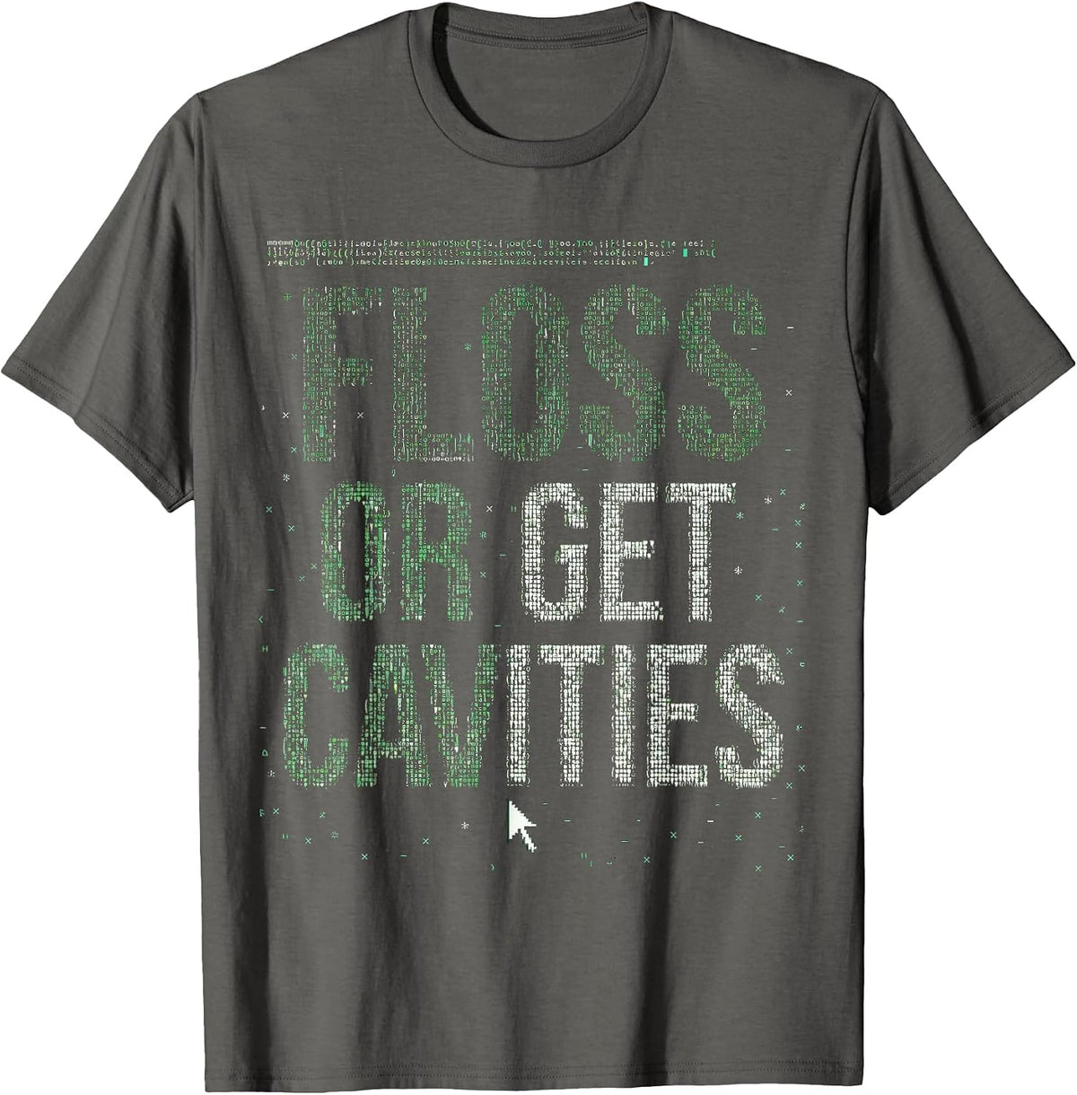 Men's Halloween Dental Floss or Get Cavities Design T-Shirt - Asphalt Grey