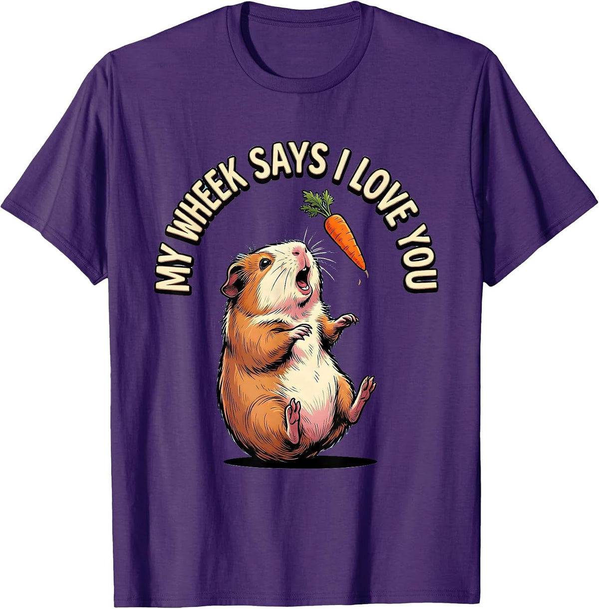 Men's My Wheek Says I Love You Funny Guinea Pig Cavy Lover Humor T-Shirt - Purple