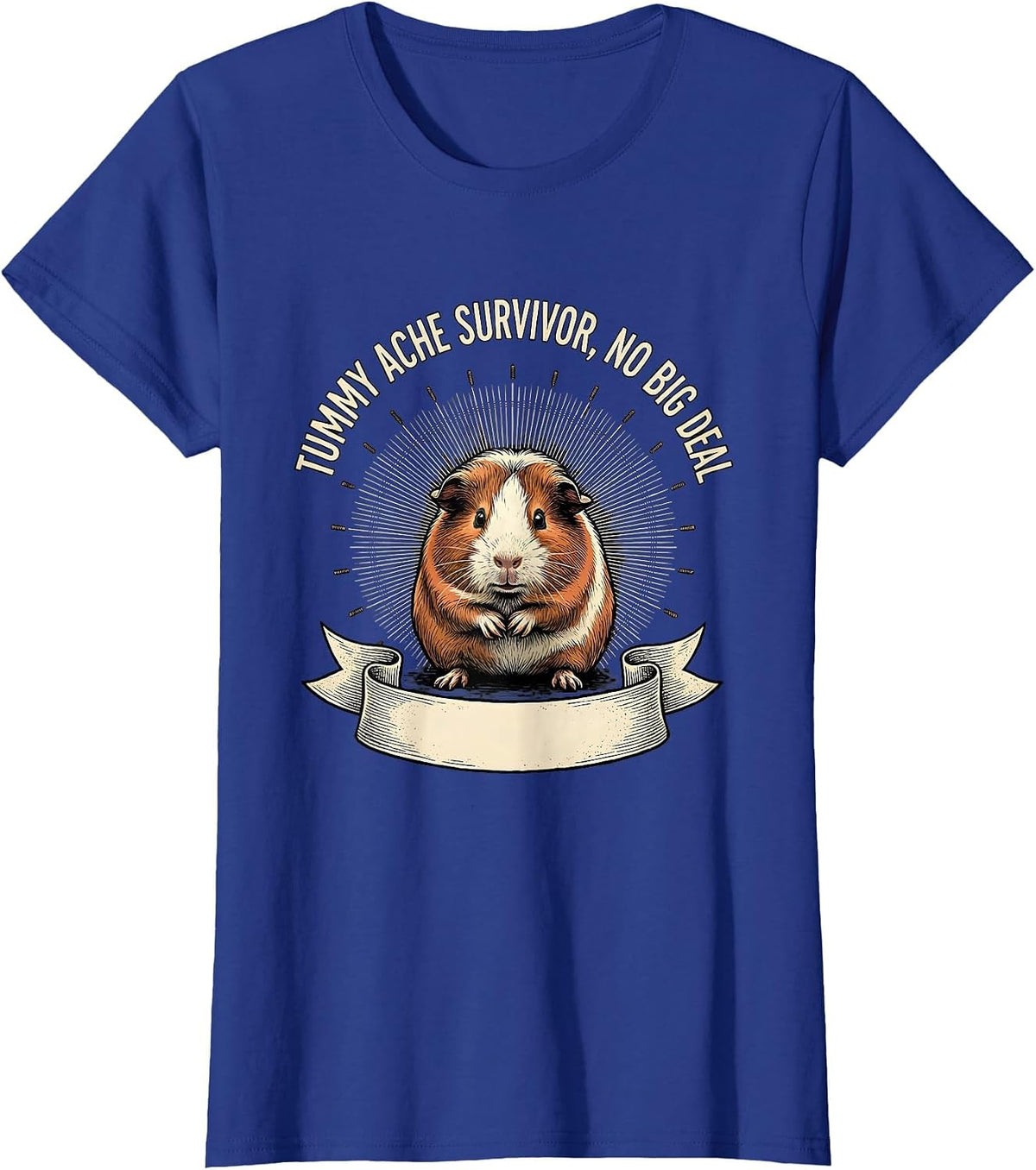 Women's Tummy Ache Survivor No Big Deal Funny Guinea Pig Meme Humor T-Shirt - Royal Blue