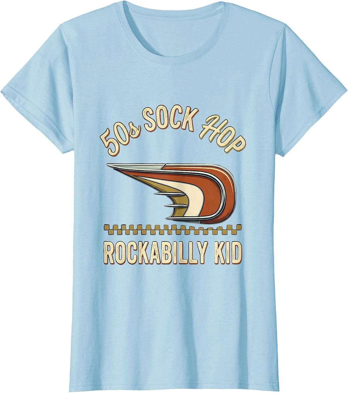 50s Sock Hop Rockabilly Kid Vintage Retro Costume Party T-Shirt - Baby Blue