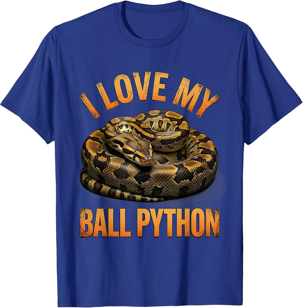 Men's I Love My Ball Python Distressed Funny Reptile Lover Gift T-Shirt - Royal Blue