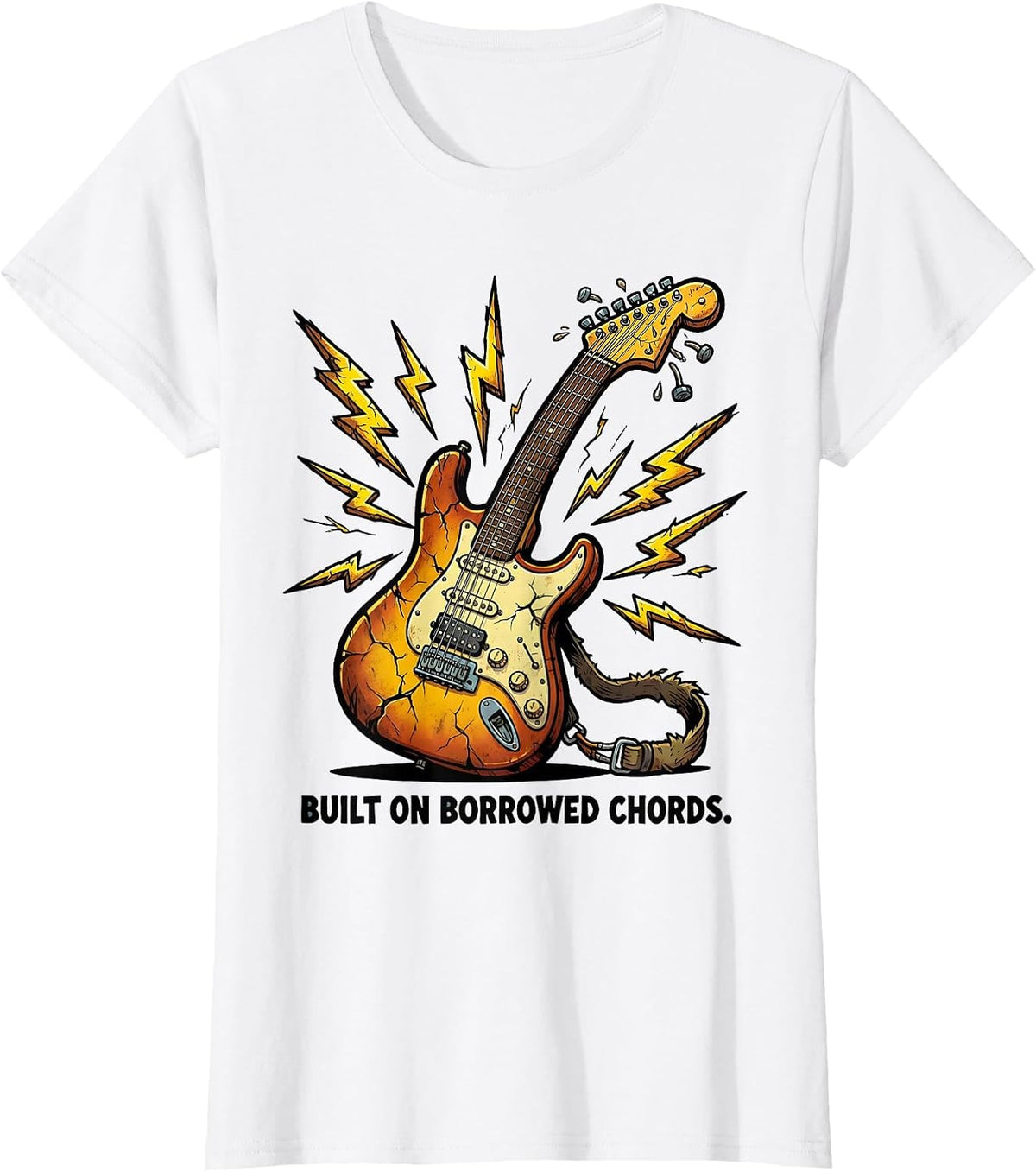 Built on Borrowed Chords Grunge Music Design T-Shirt - White