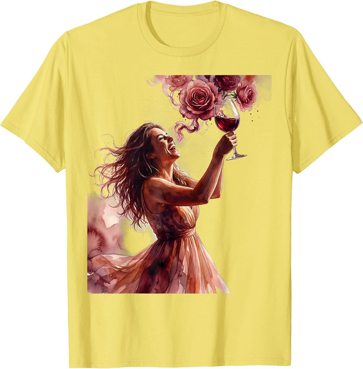 Men's Mimi Wine Lover Laughing Celebration Graphic T-Shirt - Lemon Yellow