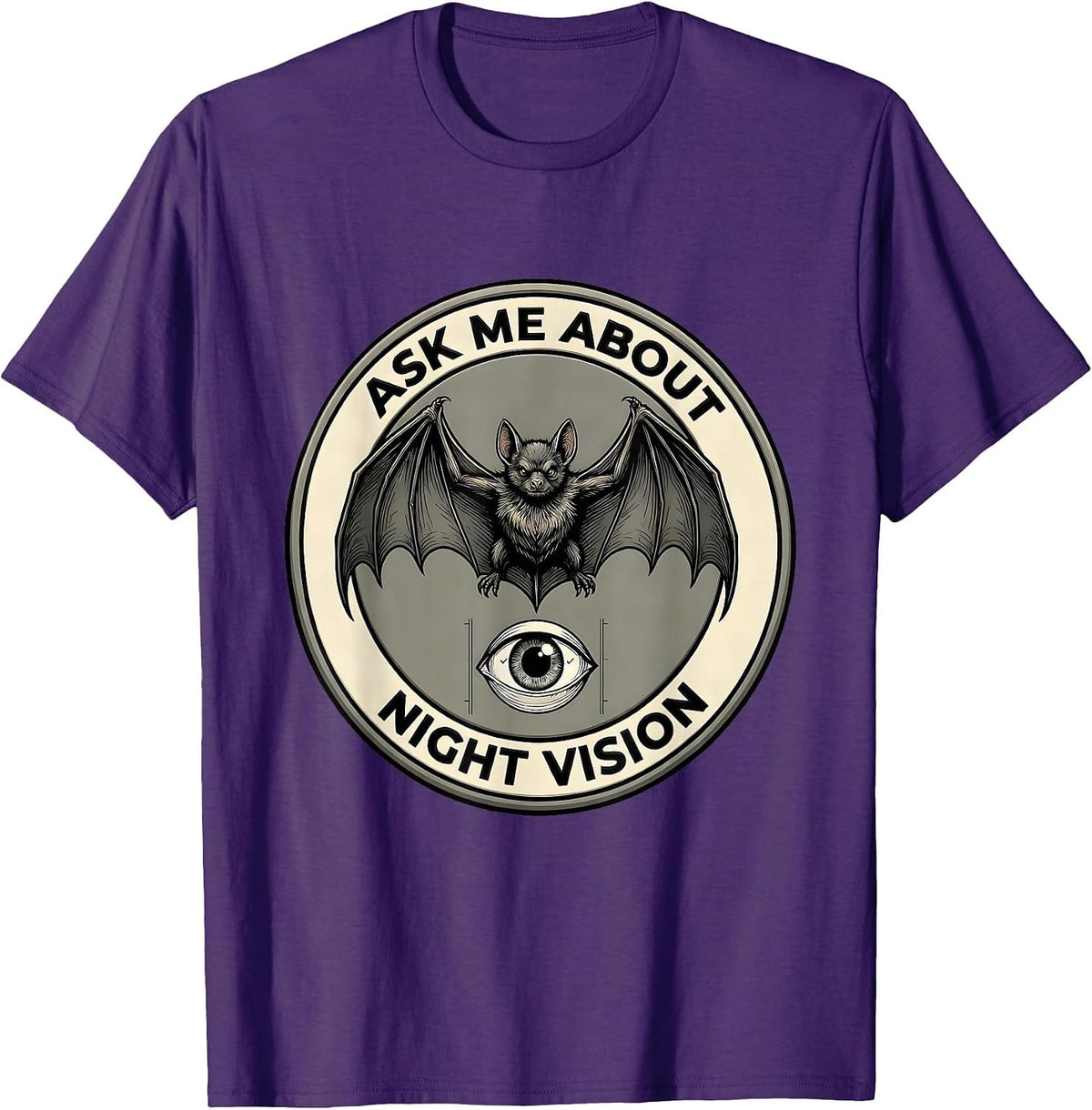 Men's Ask Me About Night Vision Funny Bat Lover Halloween Humor T-Shirt - Purple
