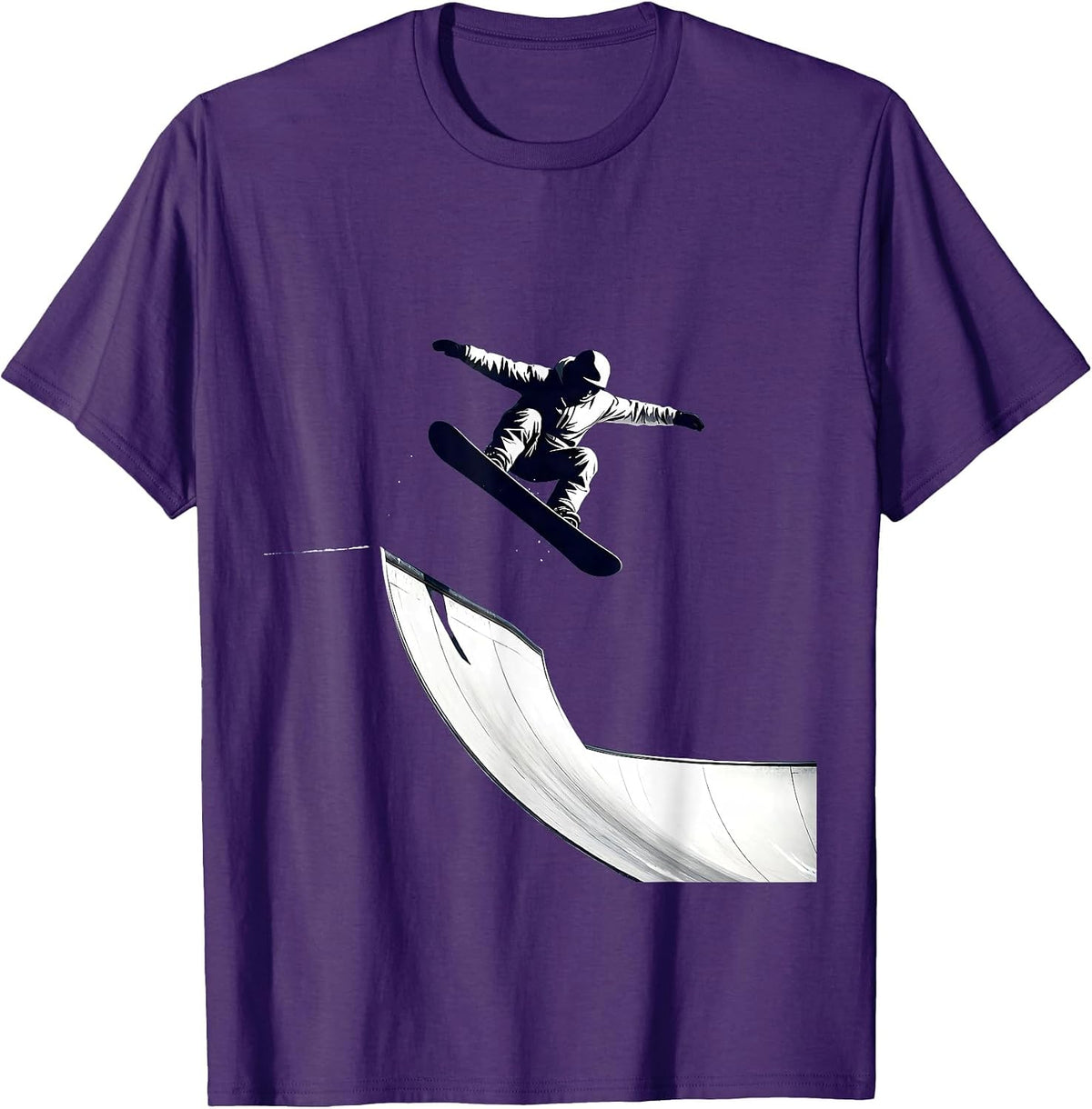 Snowboarder Halfpipe Launch Graphic Tee T-Shirt - Purple