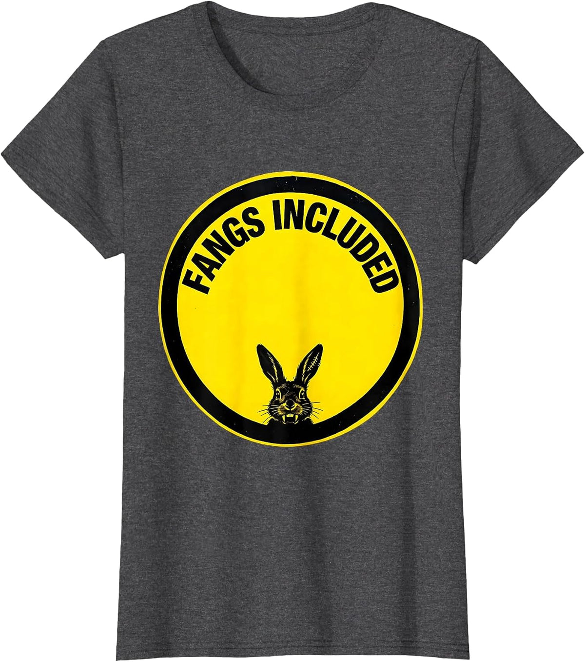 Women's Fangs Included Pastel Goth Creepy Cute Kawaii Bunny Horror T-Shirt - Dark Heather Grey