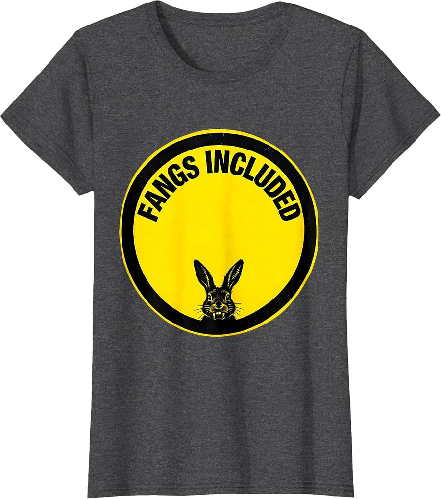 Women's Fangs Included Pastel Goth Creepy Cute Kawaii Bunny Horror T-Shirt - Dark Heather Grey