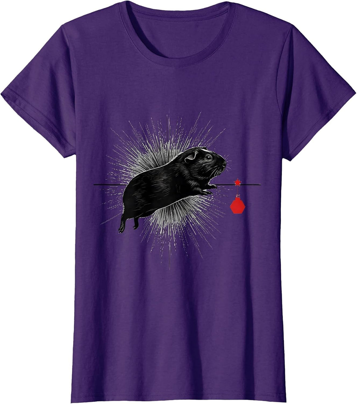 Women's Guinea Pig Leap Christmas Pet Lover Holiday Humor T-Shirt - Purple