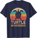 Turtle Whisperer Sea Turtles Lover Vintage Sunset T-Shirt - Navy Blue