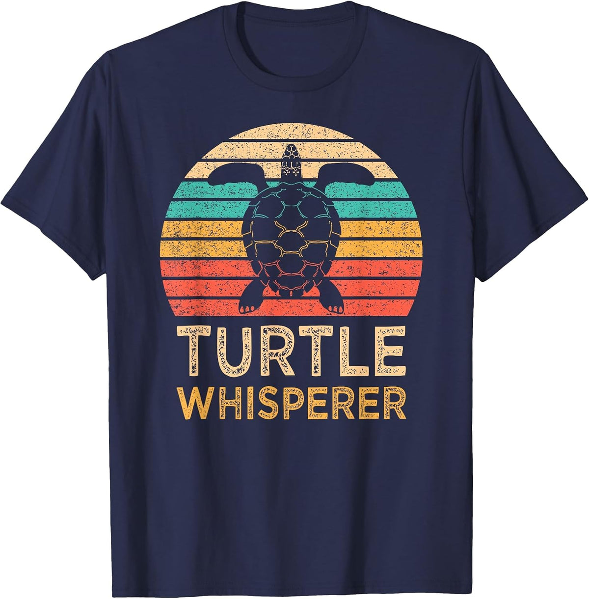 Turtle Whisperer Sea Turtles Lover Vintage Sunset T-Shirt - Navy Blue