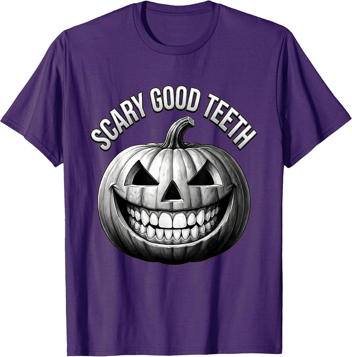 Scary Good Teeth Halloween Dental Design T-Shirt - Purple