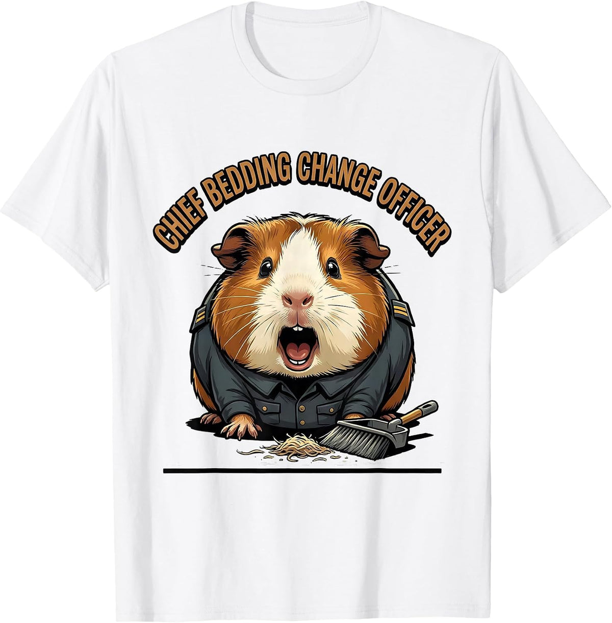 Men's Chief Bedding Change Officer Funny Guinea Pig Pet Lover T-Shirt - White