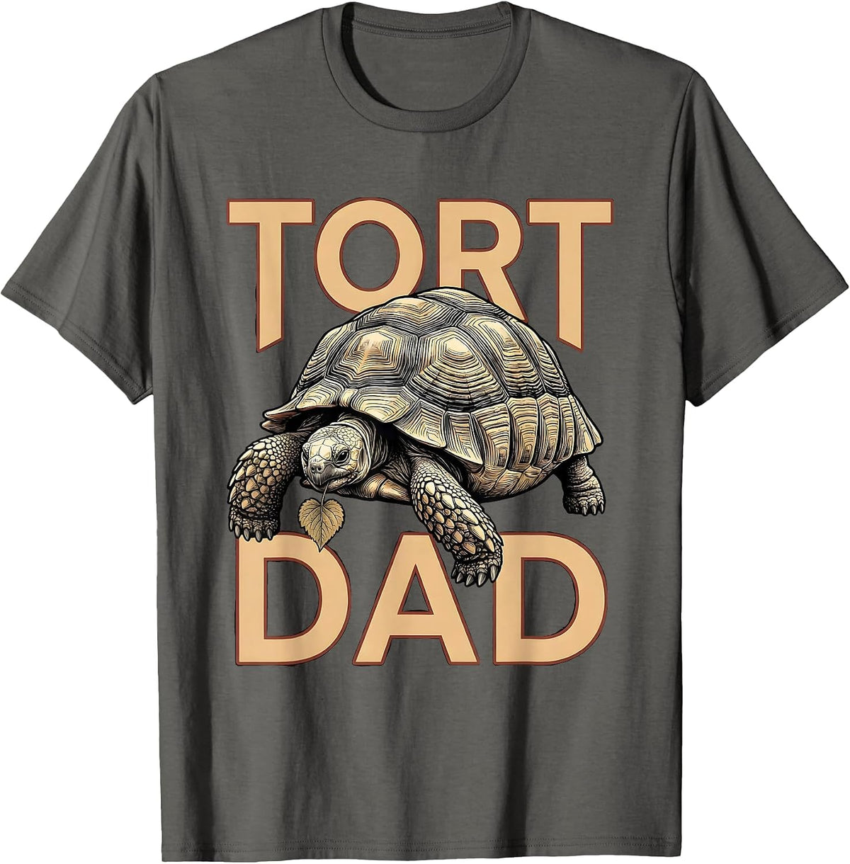 Men's Tort Dad Sulcata Tortoise Funny Reptile Lover Gift T-Shirt - Asphalt Grey