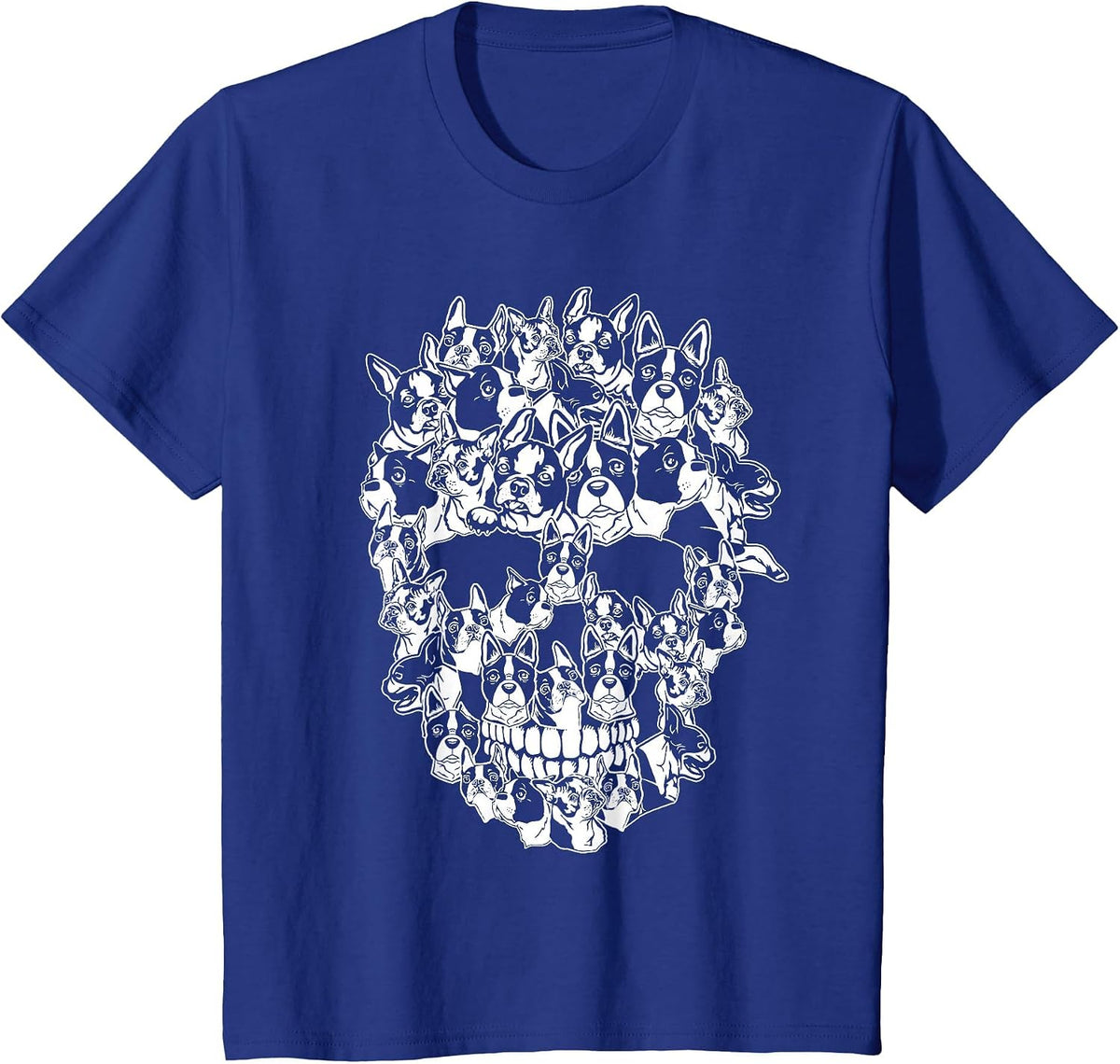 Funny Halloween Costume Skull Boston Terrier Dog Lover T-Shirt - Royal Blue