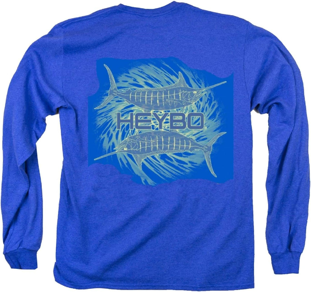 Heybo Salt Water Fishing LS T-Shirt, Salt Water Life Fishing Outdoors Outdoors LS Fishing T-Shirt - Turquoise Heather