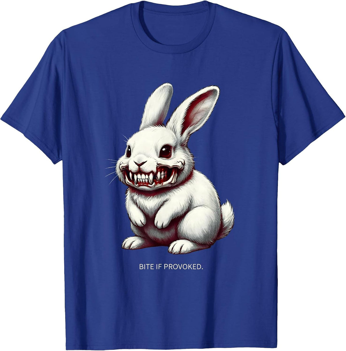 Bite If Provoked Horror Alt Goth Bunny Spooky Season T-Shirt - Royal Blue