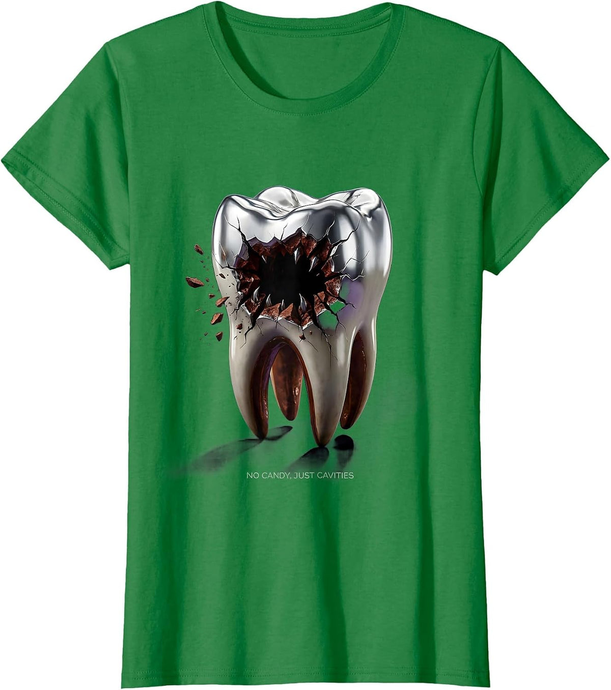 No Candy Just Cavities Dental Halloween Design T-Shirt - Kelly Green