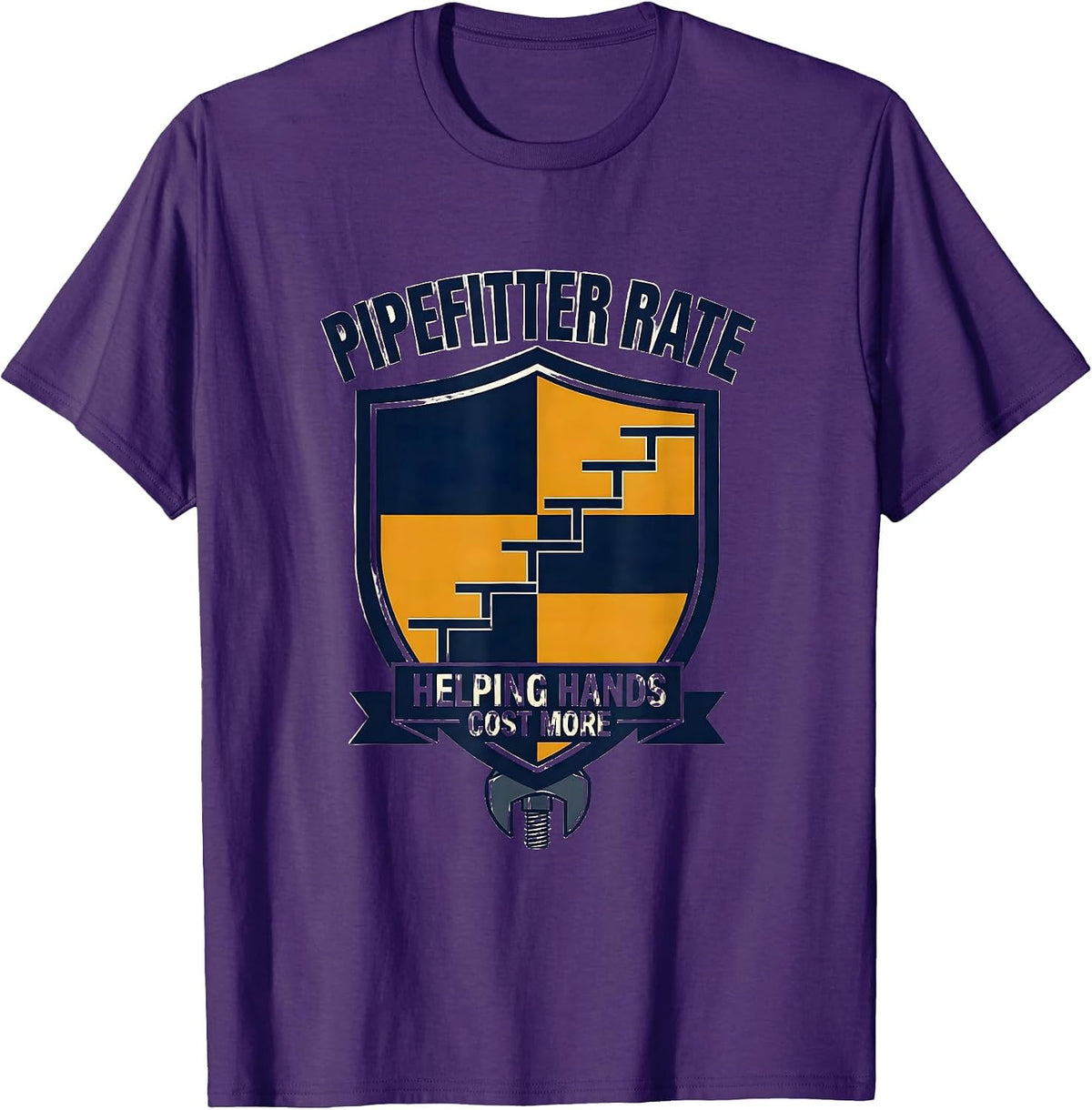 Men's Pipefitter Rate: Helping Hands Cost More Funny Plumber T-Shirt - Purple