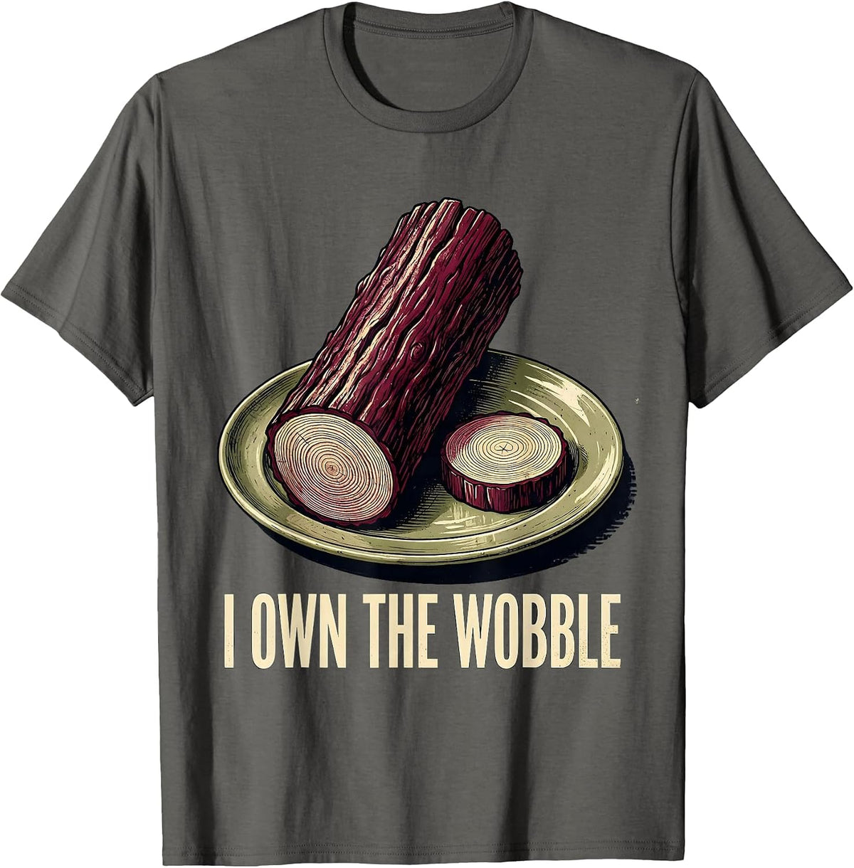 Men's I Own The Wobble Vintage Funny Thanksgiving Cranberry Sauce T-Shirt - Asphalt Grey