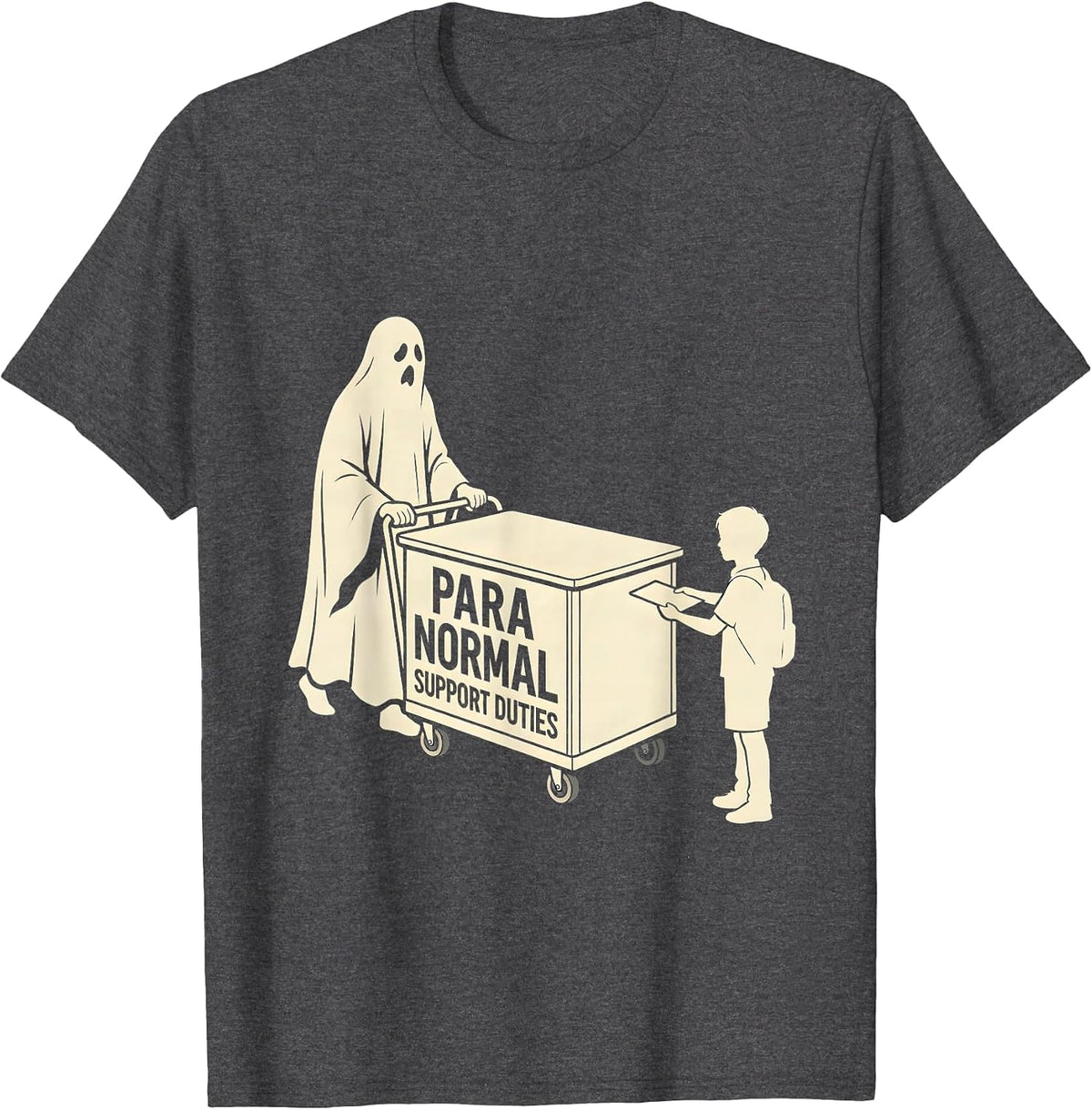 Para Normal Support Duties Ghost Paraprofessional Halloween T-Shirt - Dark Heather Grey