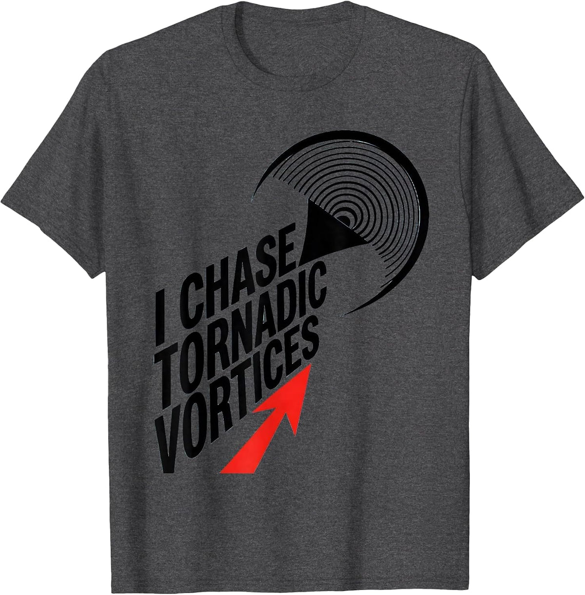 Men's I Chase Tornadic Vortices Constructivist Storm Chaser T-Shirt - Dark Heather Grey