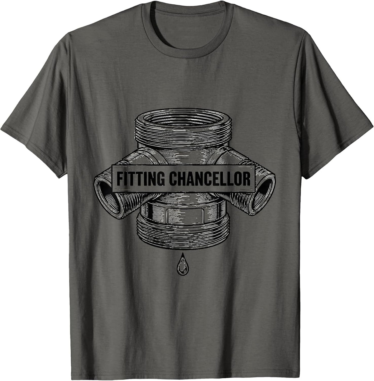 Men's Fitting Chancellor Funny Plumber Pipefitter Steamfitter T-Shirt - Asphalt Grey
