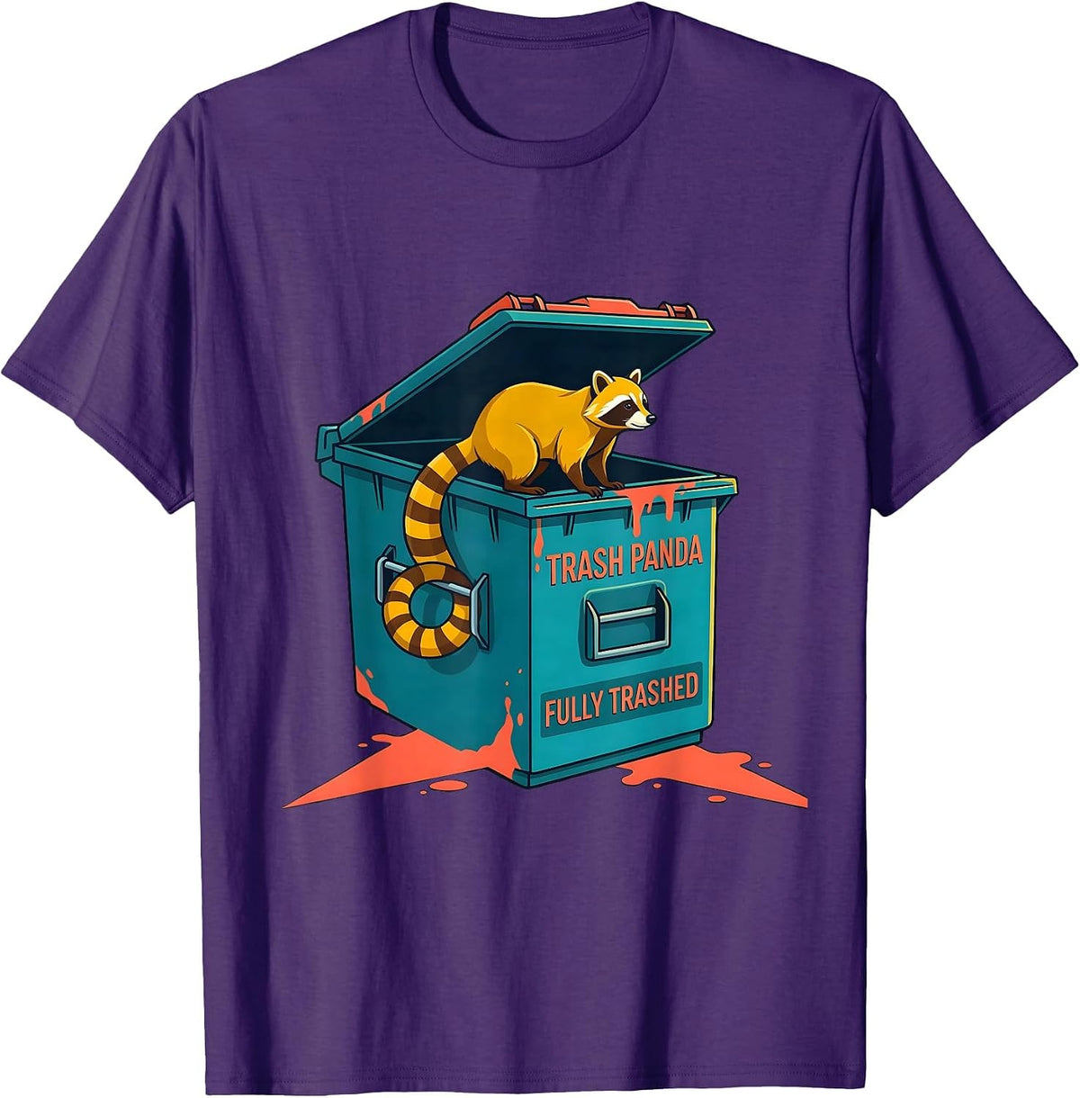 Men's Trash Panda Fully Trashed Funny Raccoon Sarcastic Humor T-Shirt - Purple