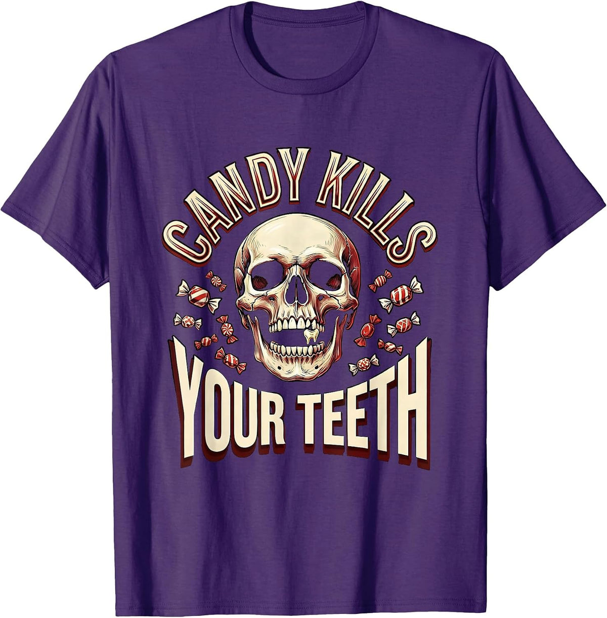 Men's Candy Kills Your Teeth Dental Halloween Design T-Shirt - Purple
