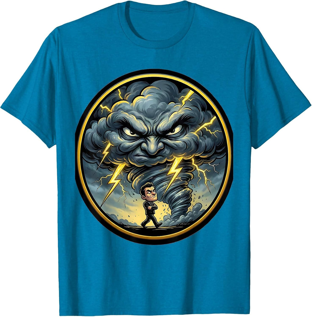 Foolish Mortals Storm Chaser Graphic Design T-Shirt - Sapphire Blue