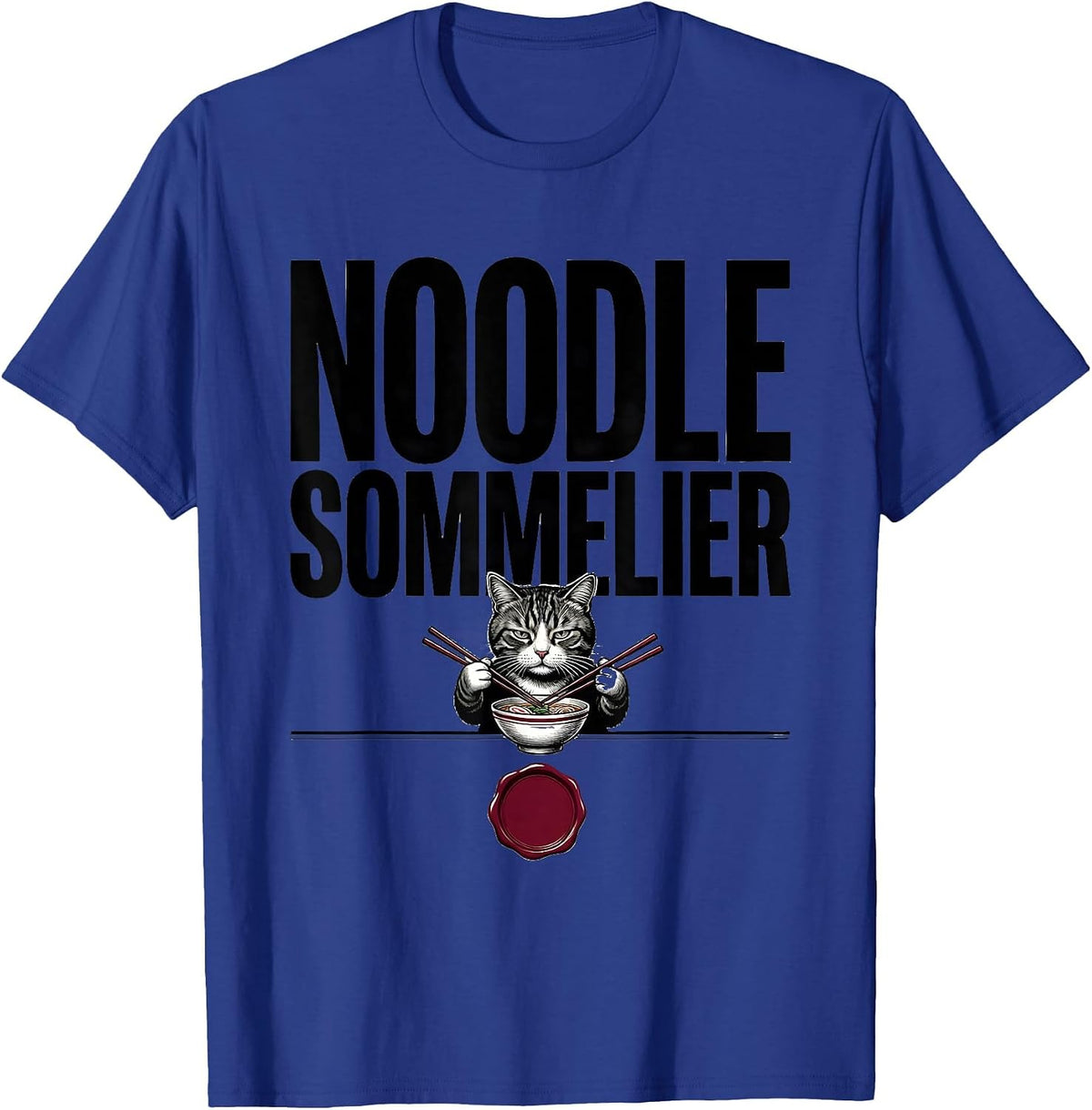 Men's Noodle Sommelier Funny Kawaii Anime Cat Ramen Japanese Art T-Shirt - Royal Blue