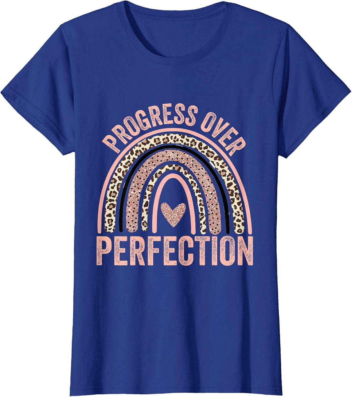 Progress Over Perfection Motivational Back to School Teacher T-Shirt - Royal Blue