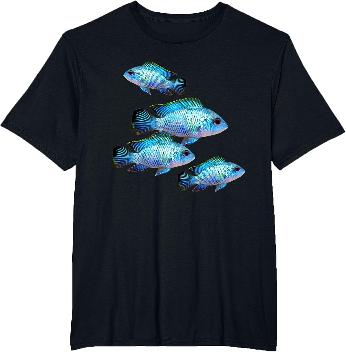 Electric Blue Acara Cichlids Aquarium Fish Breeders Keepers T-Shirt - Black