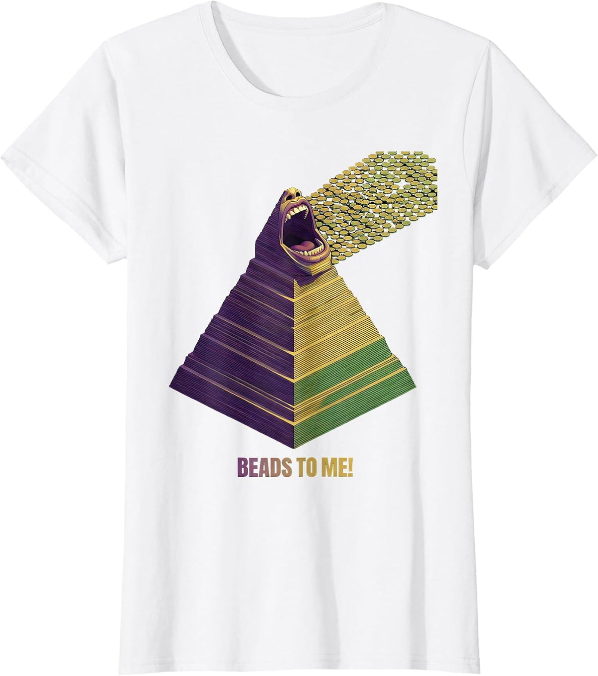 Women's Beads To Me Geometric Mardi Gras Carnival Party Costume T-Shirt - White