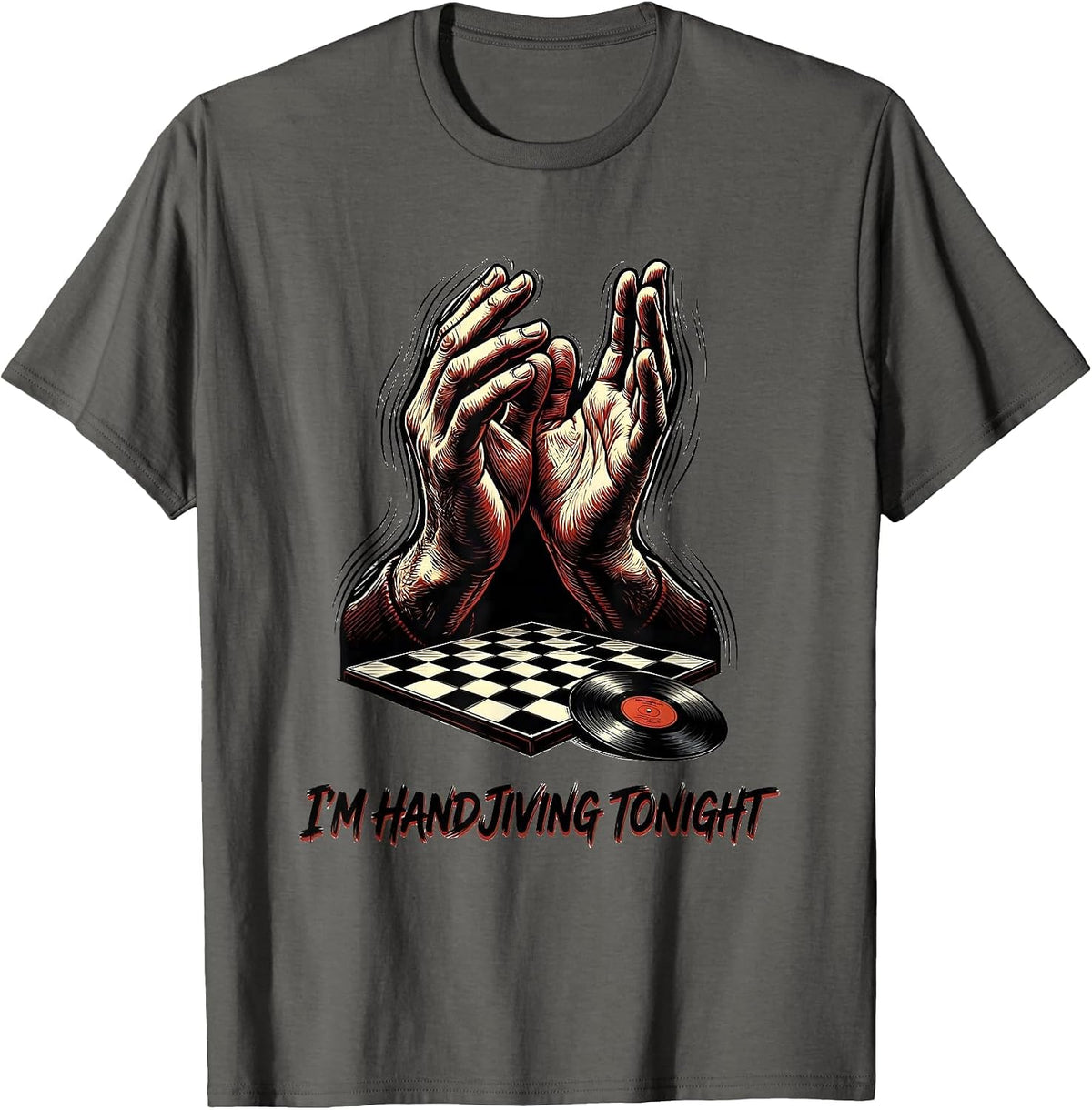 I'm Hand-Jiving Tonight Retro 1950s Sock Hop Rockabilly T-Shirt - Asphalt Grey