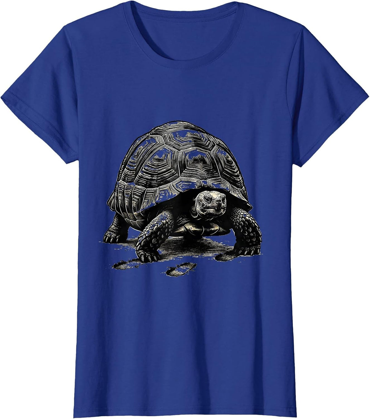 Women's Compact Tortoise Scratchboard Funny Turtle Lover Gift T-Shirt - Royal Blue