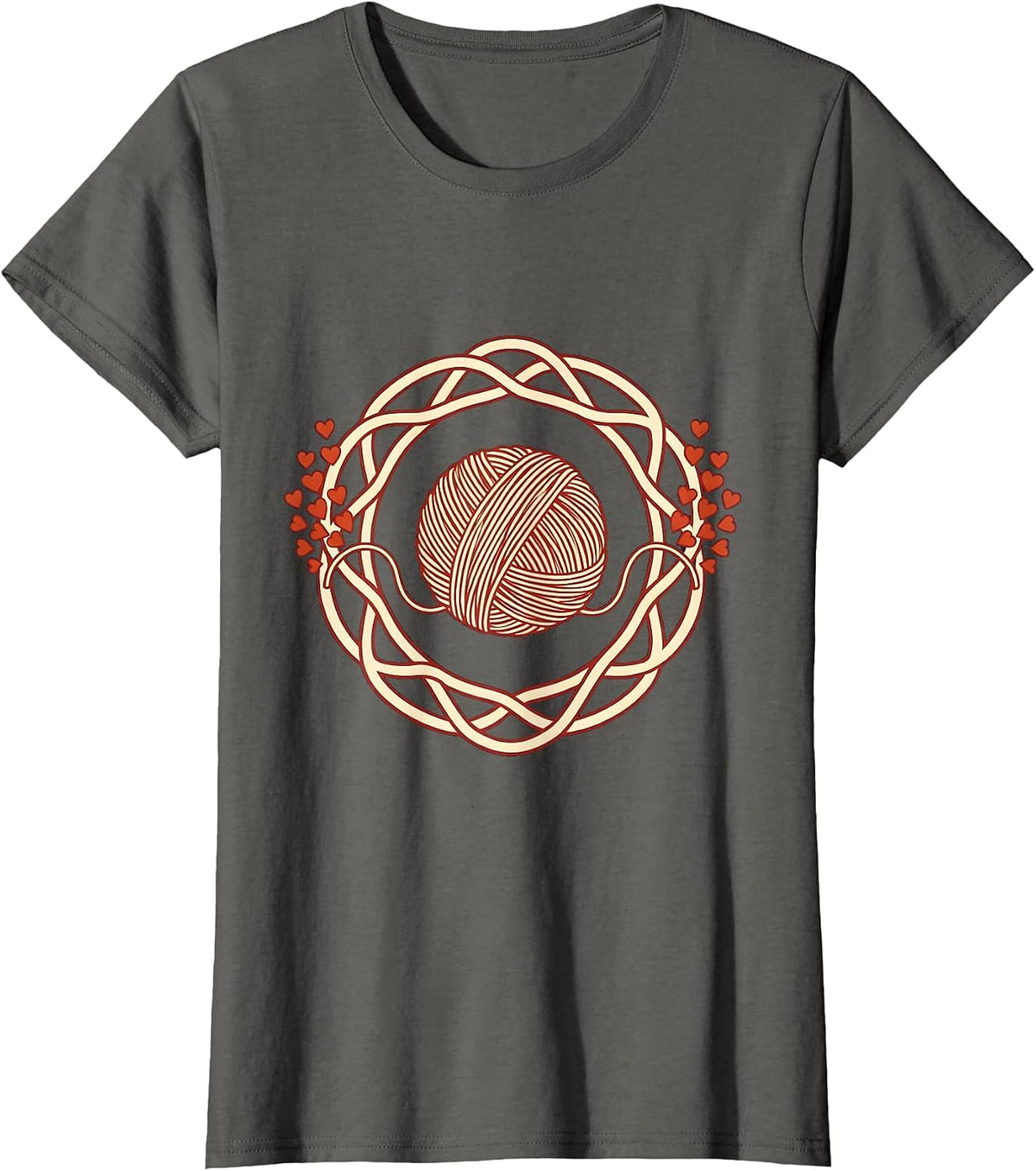 Women's Kindergarten Teacher Yarn Heart Graphic T-Shirt - Asphalt Grey