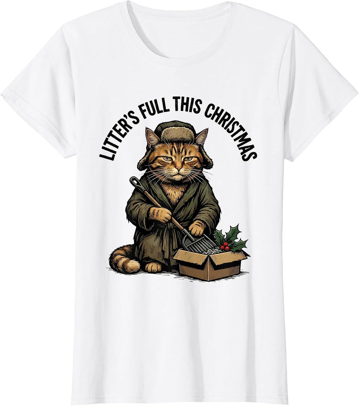 Women's Litter's Full This Christmas Funny Cat Lover Vintage T-Shirt - White