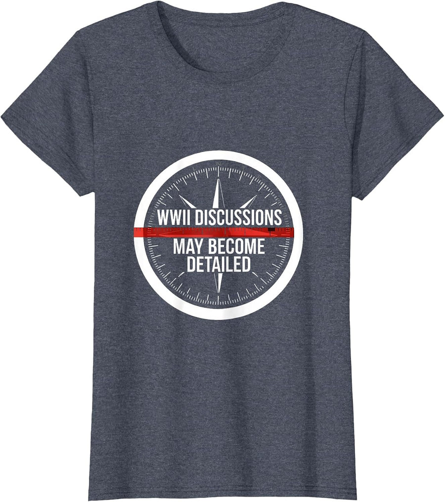 WWII Discussions May Become Detailed Swiss International T-Shirt, Women, Heather Blue, Medium - As Pictured