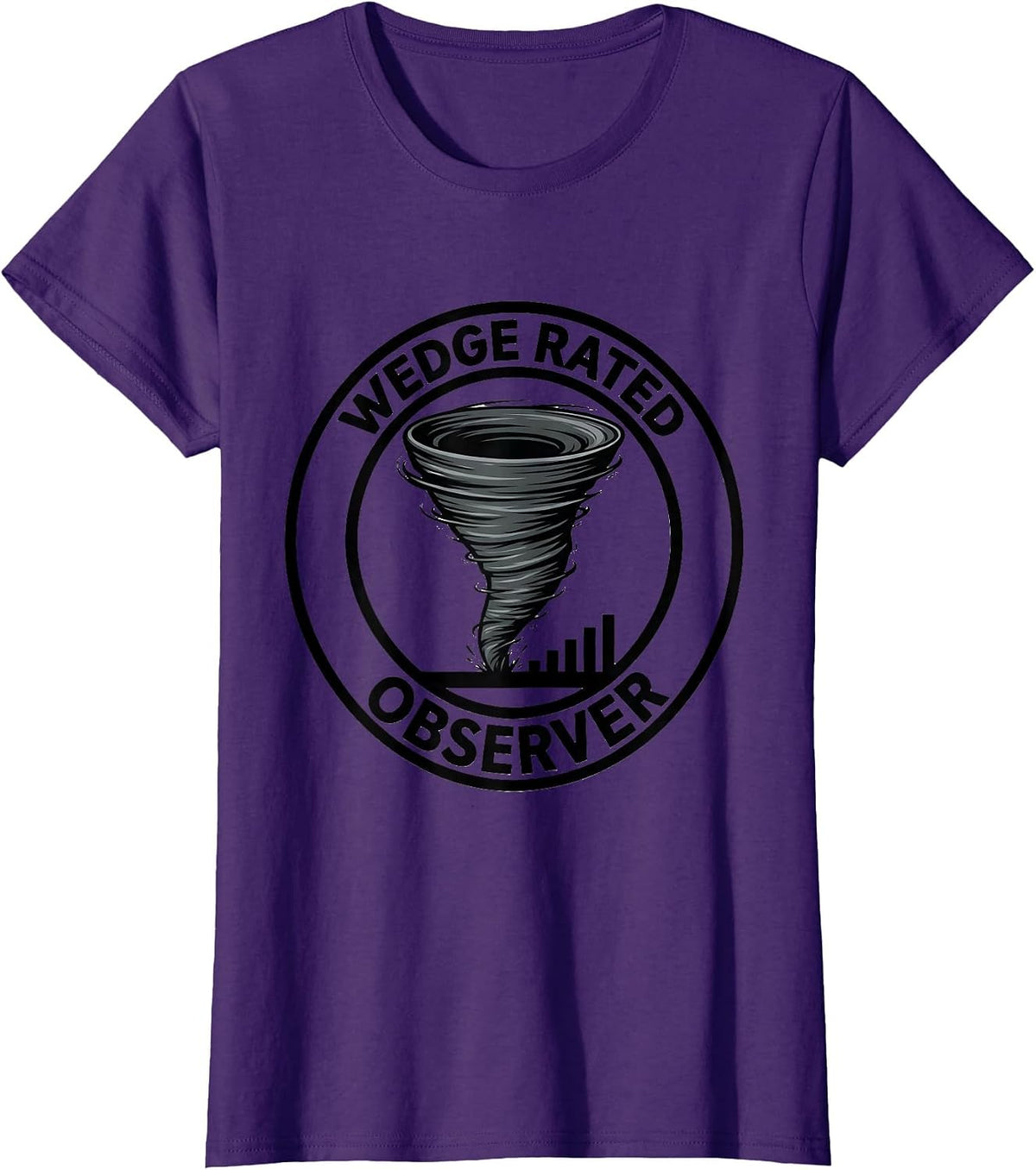 Women's Wedge Rated Observer Funny Storm Chaser Tornado Enthusiast T-Shirt - Purple