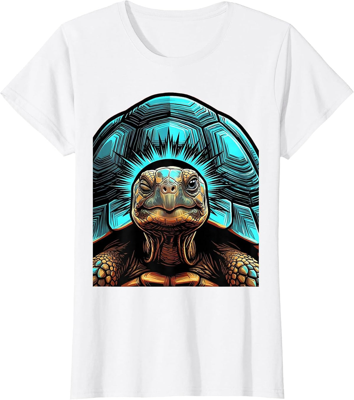 Frontal Tortoise Portrait Pop Art Funny Turtle Lover T-Shirt - White