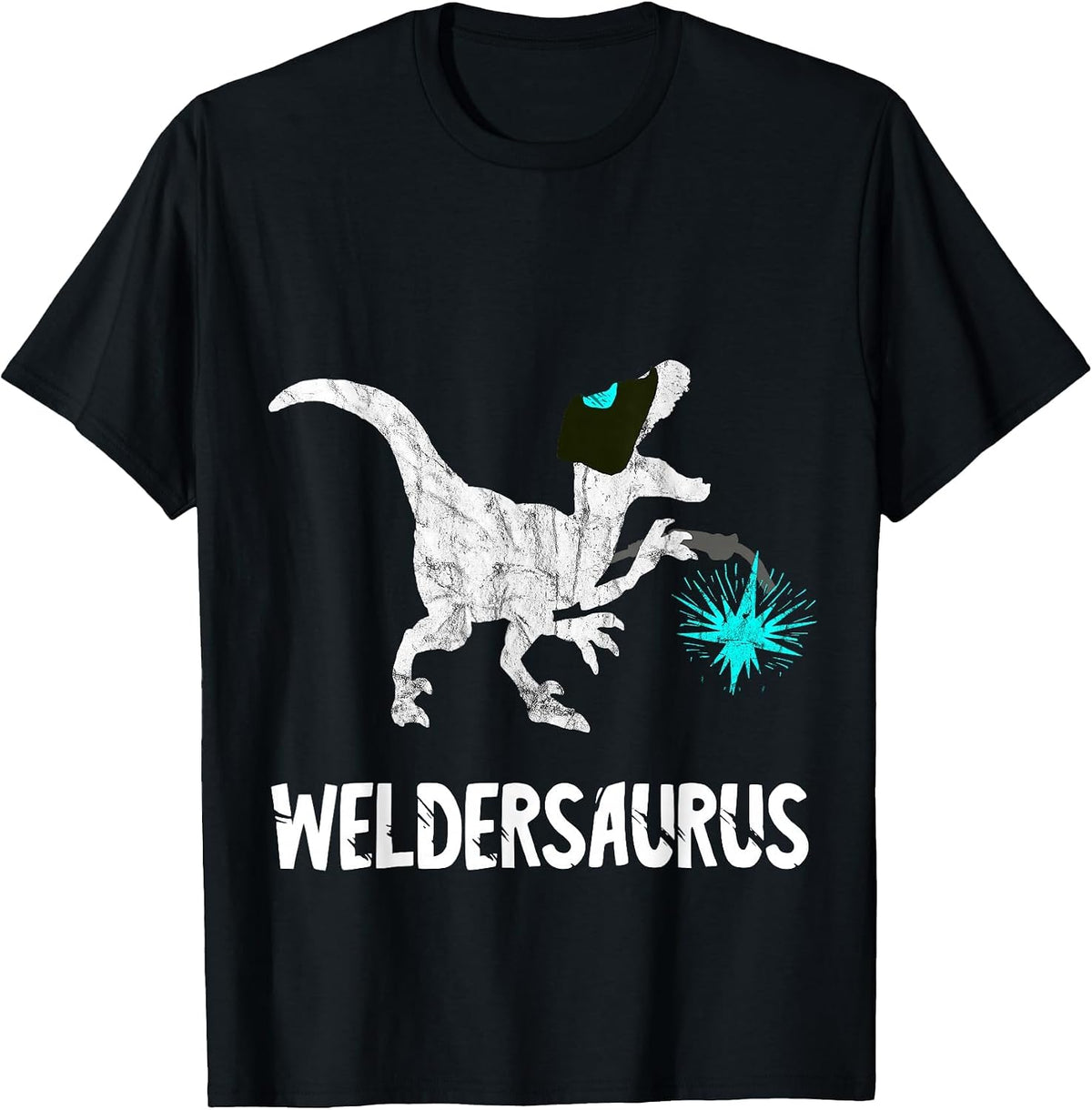 Welder Dinosaur Funny Mig Welding Dino Steel Worker T-Rex T-Shirt - Black