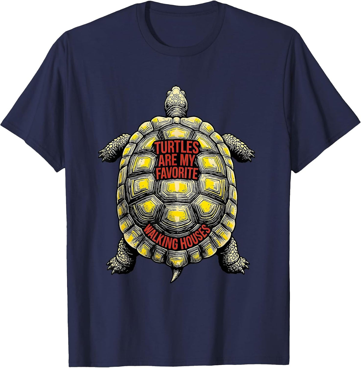 Men's Turtles Are My Favorite Walking Houses Funny Turtle Lover T-Shirt - Navy Blue