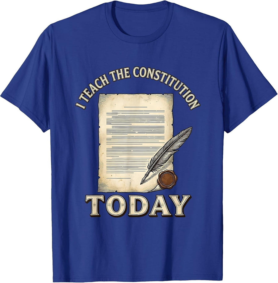 I Teach The Constitution Today Vintage Social Studies T-Shirt - Royal Blue