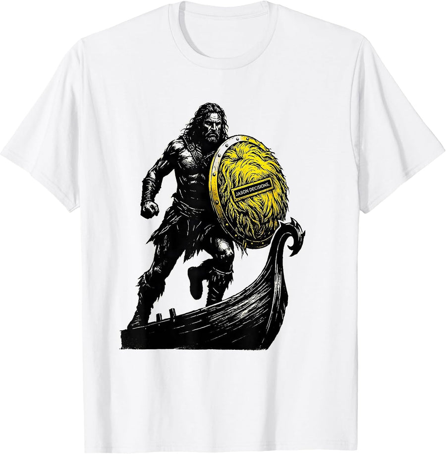 Men's Jason Decisions Funny Greek Mythology Gods Pun Classic T-Shirt - White
